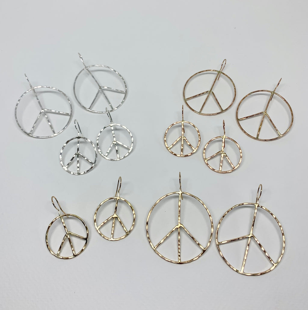 Rustic Peace Sign Earrings - Let There Be Peace Earrings - Small-4