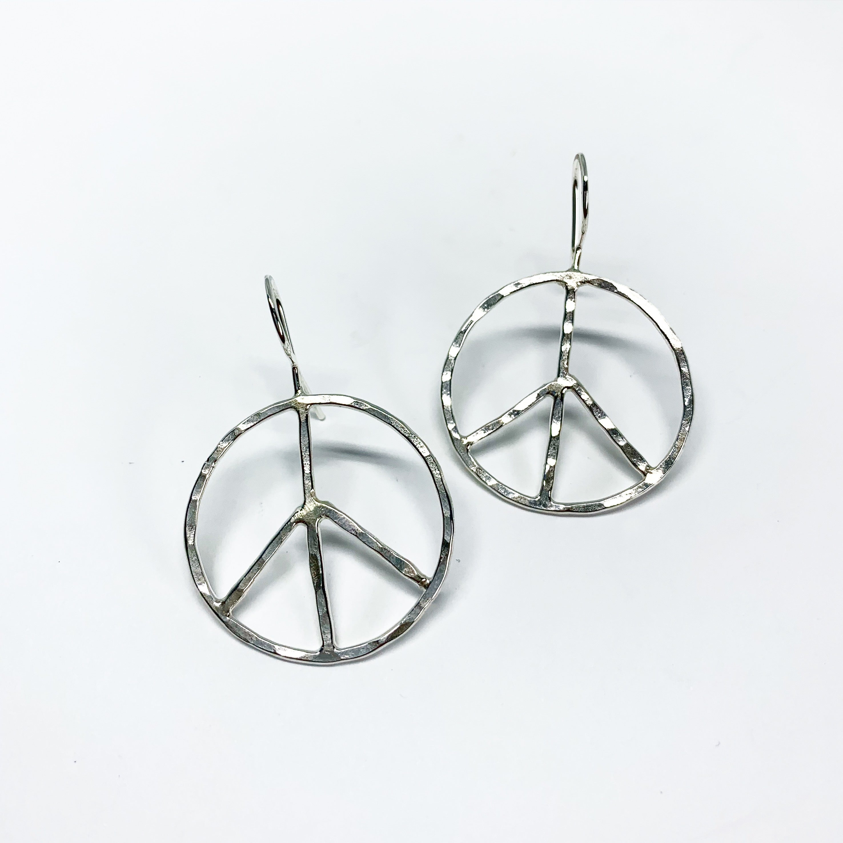Rustic Peace Sign Earrings - Let There Be Peace Earrings - Small-0