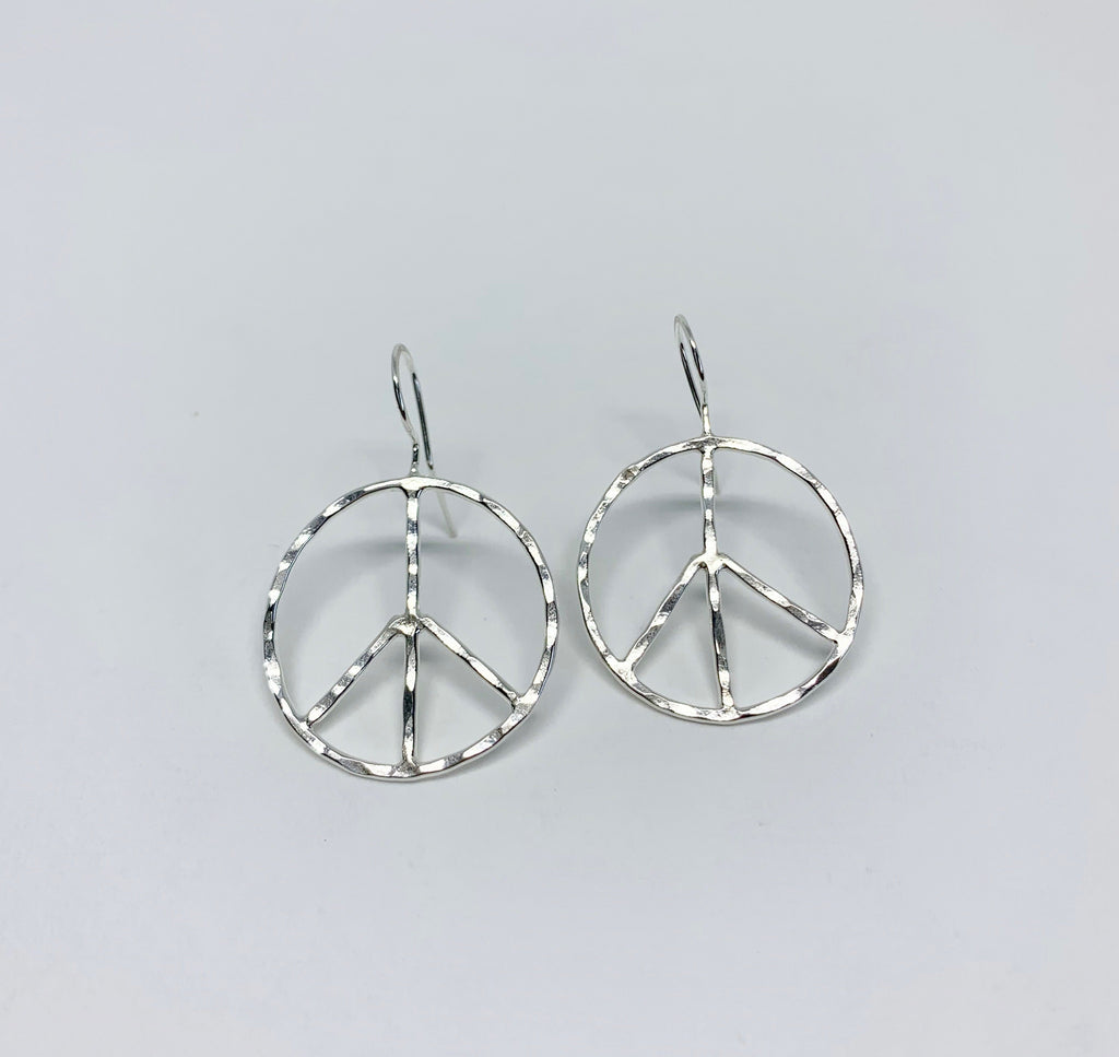 Rustic Peace Sign Earrings - Let There Be Peace Earrings - Small-1