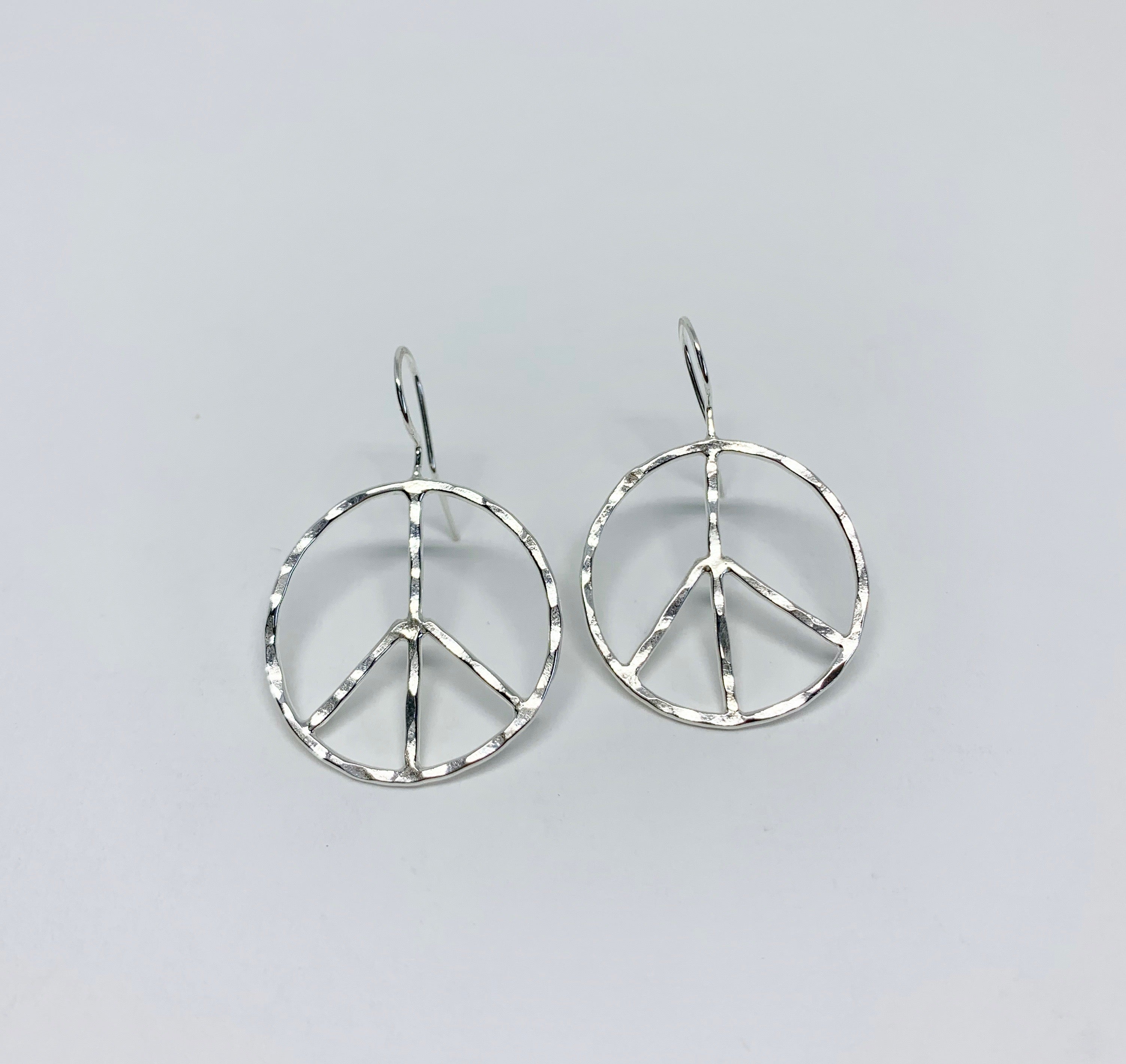 Rustic Peace Sign Earrings - Let There Be Peace Earrings - Small-1