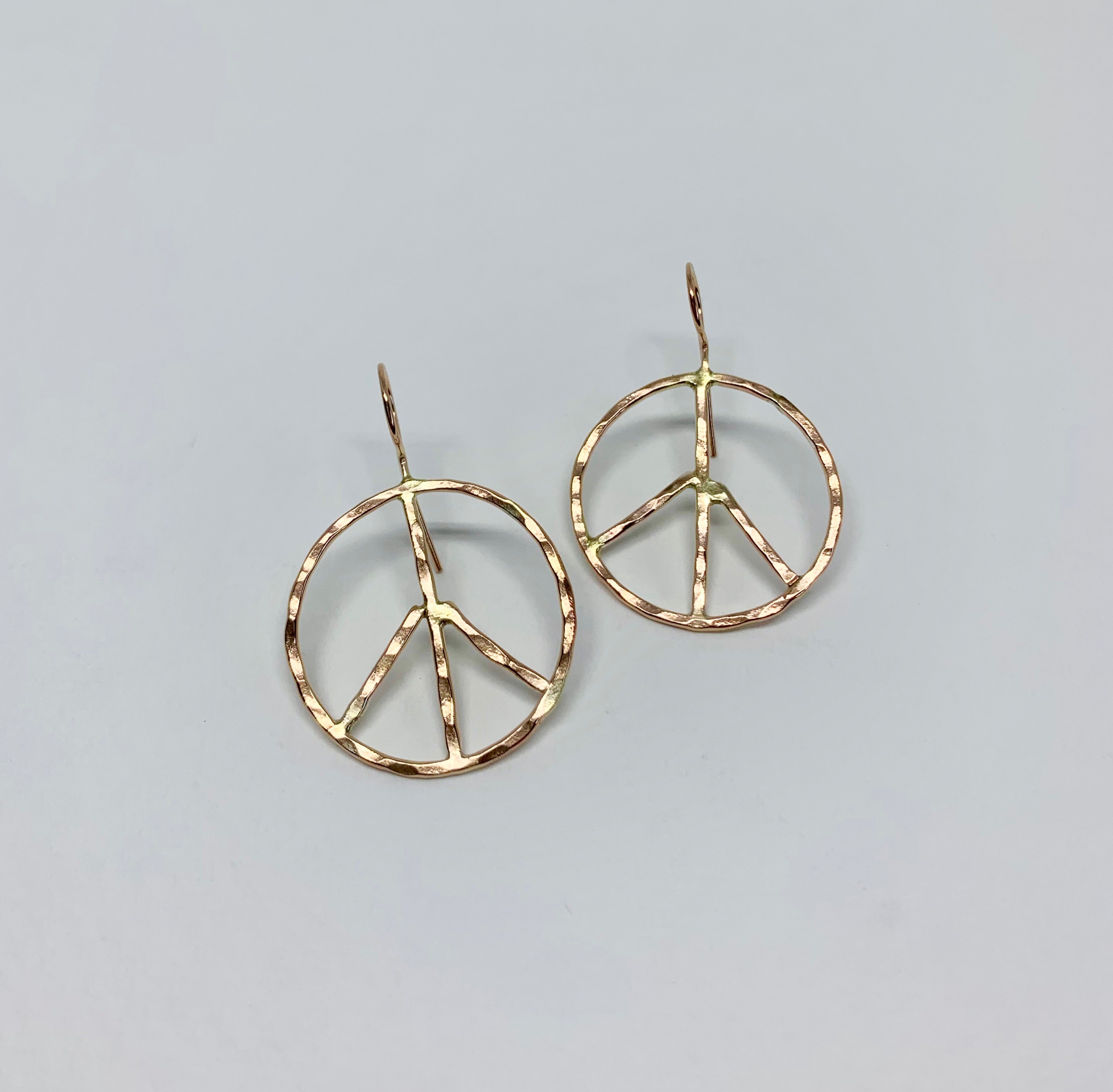 Rustic Peace Sign Earrings - Let There Be Peace Earrings - Small-2